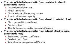 What factors will effect partial pressure gradients necessary for anesthesia?