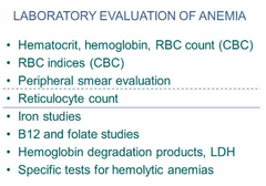 Lab evaluation of anemia