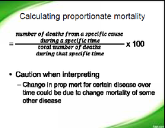 Proportionate mortality (proportion)