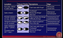 Visual Field symptoms and signs