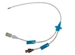 What is a catheter with two channels--one for injection and the other for removal of fluids.