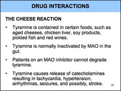 What monoamine compound can cause drug interactions with MAOIs?