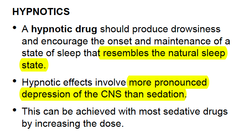 What are the desired effects of a hypnotic and how does that differ from a sedative