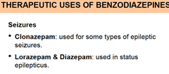 Which Bezos are best used for seizures (epileptic vs status epilepticus)