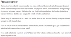 ACS Prostate CA Screening Guidelines