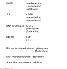 Summary targets of antimetabolites