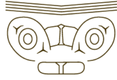 Line art drawing of mask motif from Cong Tube