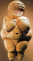 Venus of Willendorf, PALEOLITHIC, limes (boobs look like limes) tone, Kunsthistoriches, Vienna, Austria